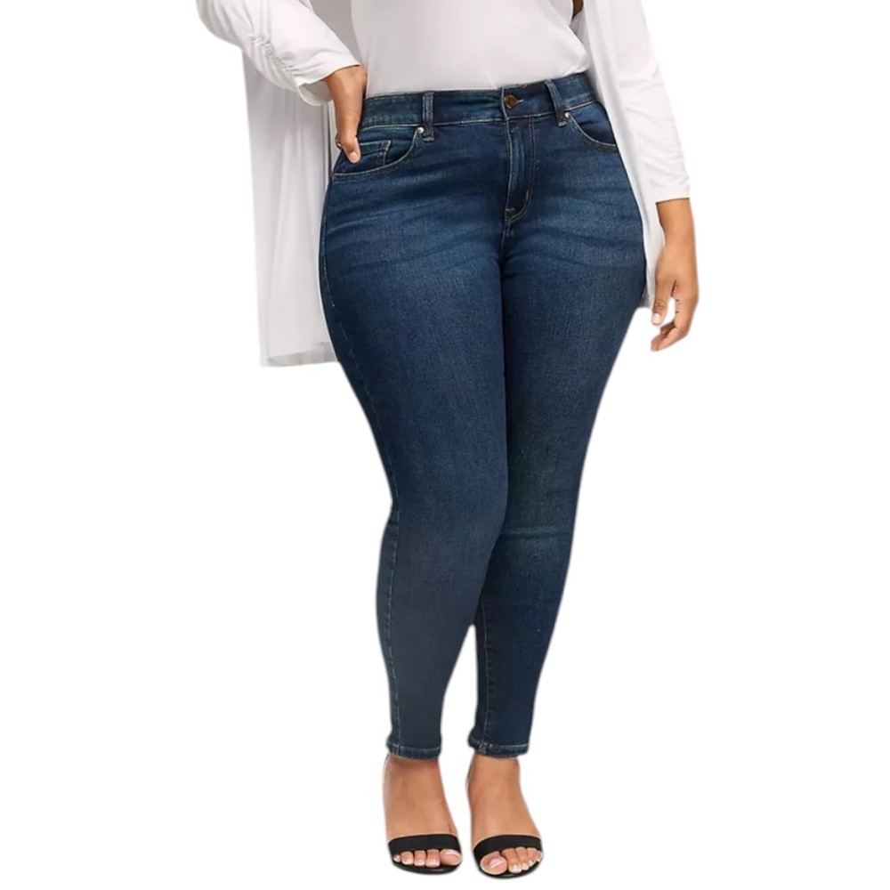 Lane Bryant Curvy Skinny Jeans Womens 16 High Rise Flex Magic Waistband Blue